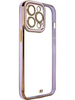 Hurtel Fashion Gold Frame Back Cover Purple (iPhone 12 / 12 Pro)