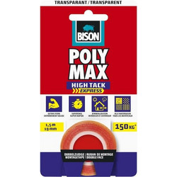 Ταινια Διπλης Οψης Polymax High Tack Διαφανη 19mmx1.5m Bison