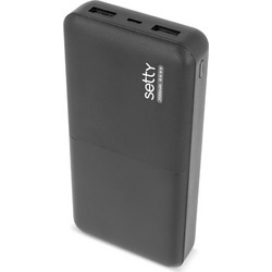 Setty Power Bank 20000mAh με 2 Θύρες USB-A Black