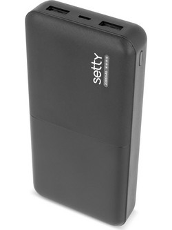 Setty Power Bank 20000mAh με 2 Θύρες USB-A Black