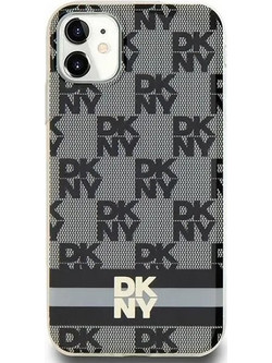 DKNY IML Checkered Mono Pattern & Printed Stripes MagSafe Θήκη Black (iPhone 11 / XR)