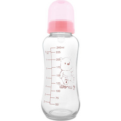 Lorelli Γυάλινο Μπιμπερό με Θηλή Σιλικόνης 0m+ Pink 240ml