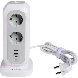 Verbatim Vertical Power Strip 15W 11xAC EU/2xUSB-C/2xUSB-A 2m EUPT-01 λευκό 49547