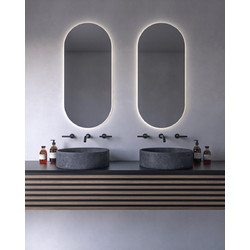 Καθρέπτης τοίχου Semi Oval Project Mirrors με κρυφό φωτισμό Led Διάσταση: 45x125, Διακόπτης Αφής: Ναι
