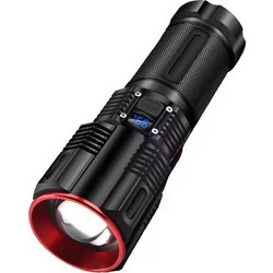 Φακός Επαναφορτιζόμενος LED με zoom αλουμινίου μαύρος