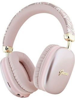 Guess GCube Metallic Script Logo Ασύρματα Bluetooth Ακουστικά On Ear Ροζ
