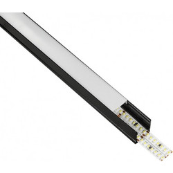 GLOBOSTAR ALP-LINEAR GLOWTRACK 61797-3M Επιφανειακό Προφίλ Αλουμινίου με Λευκό Γαλακτερό Πατητό Κάλυμμα για Ταινίες LED IP20 - Μαύρο Ματ - Μ300 x Π2 x Υ2cm - Πακέτο 5 Τεμαχίων