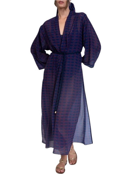 CAPETANISSA OCEANIA BOAT KIMONO Μάξι Κιμονό Με All Over Γραφιστικό Print Διάφανη Υφή Με Ανάλαφρη Αίσθηση