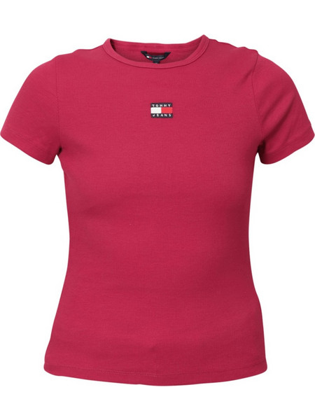 Tommy Hilfiger SLIM BADGE RIB TEE Φούξια