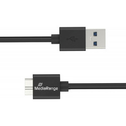 MediaRange USB-A to Micro-B USB 3.0 Charge and Sync Cable, USB 3.0, 5 Gbps, 5W max. 50cm, Black (MRCS239)