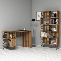 Hanah Home Extra Σετ Γραφείο με Βιβλιοθήκη Walnut 120x78,8x60 cm 845Hct3826