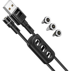 Braided / Magnetic USB to Lightning / Type-C / micro USB Cable 2.4A Μαύρο 1.2m
