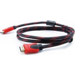 DeTech Καλώδιο Braided DVI male σε DVI male 1.5m Μαύρο-Κόκκινο