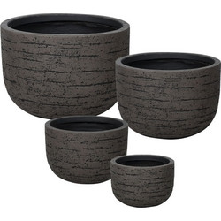 MarHome Σετ Κασπώ Fiberclay Καφέ Φ27x18.5 / Φ35x24 / Φ43x30 / Φ53x37cm 4τμχ