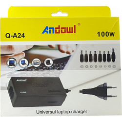 Andowl Φορτιστής Laptop 100W 24V 1.5A με Αποσπώμενο Καλώδιο Τροφοδοσίας & Σετ Βυσμάτων Q-A24