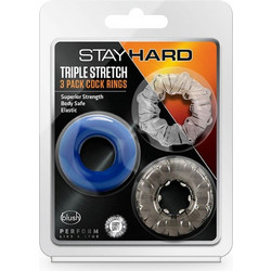 Blush Stay Hard Triple Stretch Pack Cock Rings Smoke Σετ Ελαστικά Δαχτυλίδια Πέους Μπλε 3τμχ