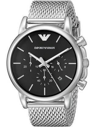 Emporio Armani Ανδρικό Ρολόι Χρονογράφος με Ασημί Μεταλλικό Μπρασελέ AR1811