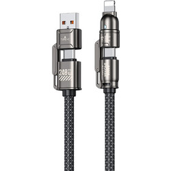 Καλώδιο WK 4-in-1 USB-A & USB-C to Lightning & USB-C 240W 1m Dark Grey WDC-50