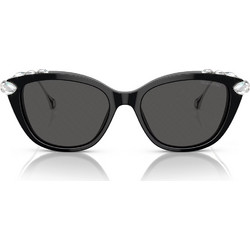 Swarovski SK6010 103887 Γυναικεία Γυαλιά Ηλίου Πεταλούδα Κοκάλινα Μεταλλικά Ασημί Μαύρα με Μαύρο Polarized Φακό
