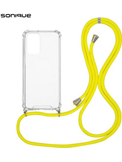 Sonique Armor Clear Θήκη Σιλικόνης με Κορδόνι Xiaomi Redmi Note 10 5G / Poco M3 Pro 5G Yellow