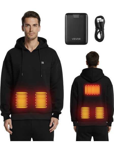 VEVOR Θερμαινόμενη Φούτερ με Κουκούλα - Unisex, Μαύρη Μέγεθος Medium JRWYDDTTSZXM45E13001V9
