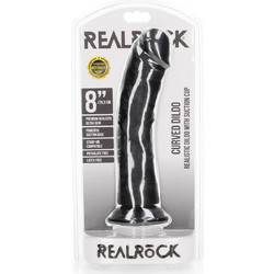 Shots RealRock Realistic Curved Ρεαλιστικό Dildo με Βεντούζα 20.5cm Μαύρο