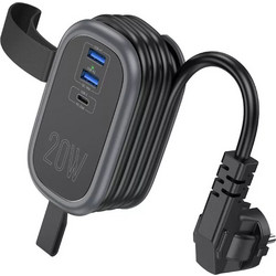 Πολύπριζο με 3 Θύρες Φόρτισης PD20W & 1 Πρίζα - Hoco NS7 Μαύρο