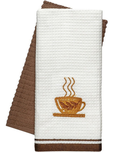 Ποτηρόπανα σετ 2τμχ Chocolate Art 8818 40x60 Καφέ - 40x60 Καφέ Beauty Home