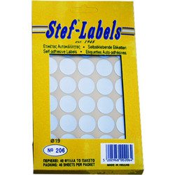 STEF ΕΤΙΚΕΤΕΣ ΡΟΔΕΛΕΣ ΑΥΤΟΚΟΛΛΗΤΕΣ 40/ΦΥΛΛΟ 19mm ΑΣΗΜΙ 40 ΦΥΛΛΑ