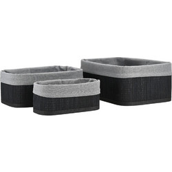 Estia Καλαθι Οργανωσης Bamboo Essentials Me Επενδυση Μαυρο Σετ 3Τεμ. Νεα Πλεξη 02-34603