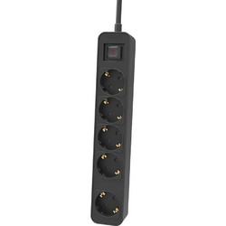 Philips Philips CHP2154B/GRS Πολύμπριζο 5 Θέσεων με Διακόπτη & Παιδική Προστασία, Καλώδιο 1,5 m (Μαύρο)