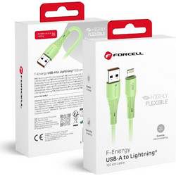 FORCELL F-Energy C343 Cable Usb A To Lightning 2,4A 12W Silicone 1 m green