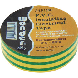 ΤΑΙΝΙΑ ΜΟΝΩΤΙΚΗ PVC 0.13X19X20Y ΠΡΑΣΙΝΗ/ ΚΙΤΡΙΝΗ K1ZB0 WND (ΣΕΤ ΜΕ 30)