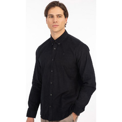 Rebase Ανδρικό Πουκάμισο Κοτλέ Μακρυμάνικο Slim Fit Μαύρο 242-RGS-5005