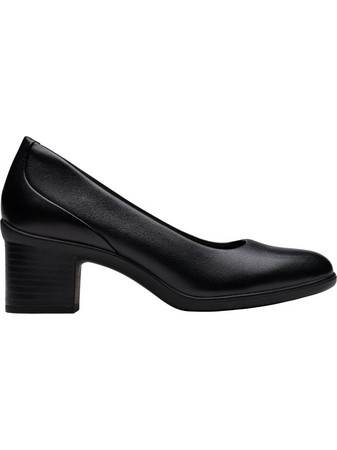 Clarks Shaya Poppy Γόβες Δερμάτινες με Χοντρό Χαμηλό Τακούνι Μαύρες 26182997