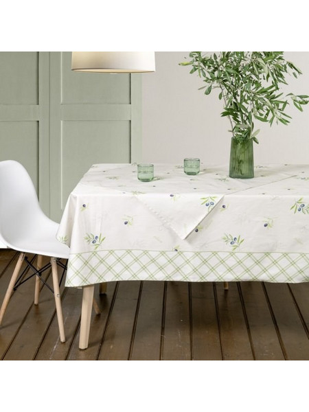 Καρέ Olive Nima Home Λαδί|Λευκό 85x85