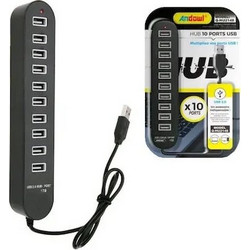 Andowl Q-HU2148 USB Hub 2.0 USB-A με 10 Θύρες USB-A