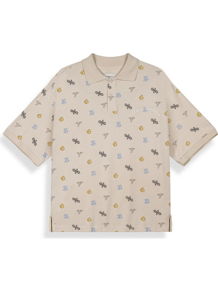 Grimey Chief Watcher All Over Print Ανδρική Μπλούζα Polo Off White GAPLS784-OWHT