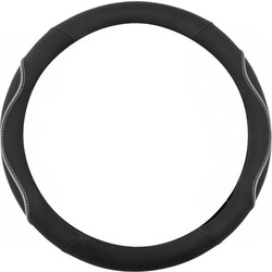 Κάλυμμα Τιμονιού WAVY 38 cm - ΜΑΥΡΟ/ΓΚΡΙ