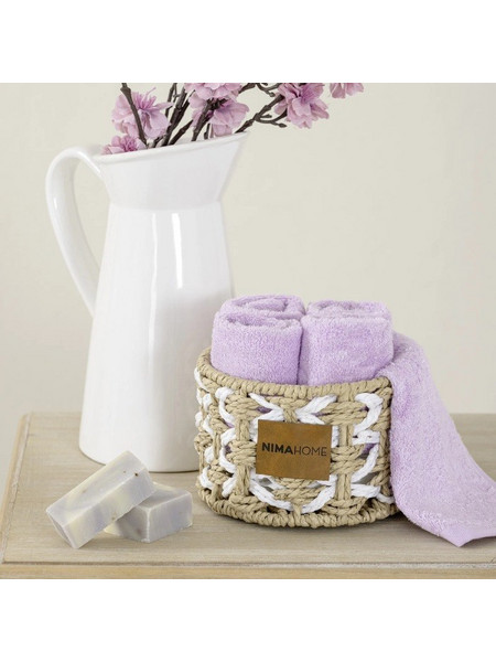 Καλαθάκι με σετ 5τμχ λαβέτες 25x25cm NIMA Bamboo Calm - Pink 36788 (36788)