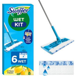 SWIFFER Σύστημα Καθαρισμού Starter Kit Με 1 Λαβή & 6 Υγρά Ανταλλακτικά Πανάκια Citrus Fresh