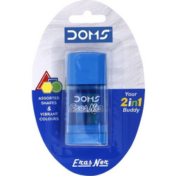 DOMS Ξύστρα Βαρελάκι και Γόμα 2σε1 σε διάφορα σχήματα και χρώματα Ν80629