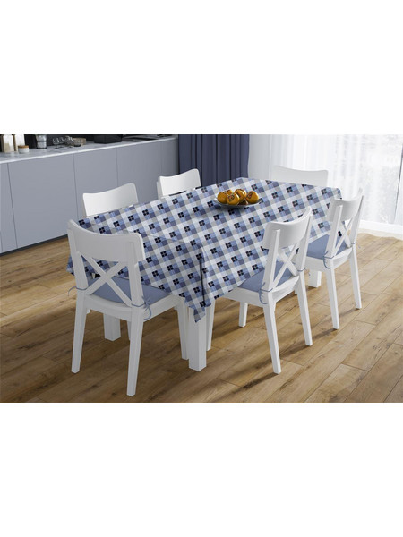 Τραπεζομάντηλο Αλέκιαστο Checkered 468 180X300 Blue 70/30 Cott/Pol Dimcol
