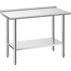 VEVOR Ανοξείδωτος Πάγκος Εργασίας Κουζίνας 122 x 61 cm με Πλάτη CFBXGGZTLCWJTQP3G001V0