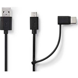 Καλώδιο Nedis USB-A Male to USB-C Male/MicroUSB 1m Black CCGL60610BK10