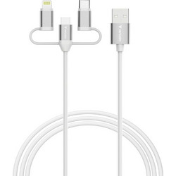 Καλώδιο συγχρονισμού και φόρτισης Verbatim USB-A σε Micro-B, USB-C, Lightning, απαραίτητα, λευκό 18W 32394