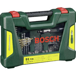 Bosch V-Line Σετ 91 Τρυπάνια Τιτανίου με Κυλινδρικό Στέλεχος για Μέταλλο και Ξύλο 2607017195