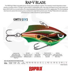Rapala Rap-V Blade Τεχνητό Δόλωμα Κουταλάκι 6cm 14gr GMTU