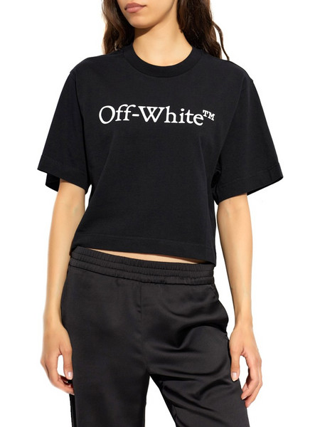 BIG LOGO BOOKISH CROP T-SHIRT WOMEN OFF-WHITE