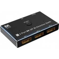 Bi-Directional Switch / Splitter NORDIC DisplayPort 1.4 (3 in / 1 out ή 1 in / 3 out) - 8K 30Hz / 4K 120Hz - Ασημί/Μαύρο DP-102